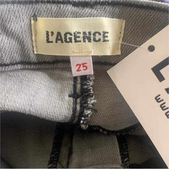 NEW L'AGENCE Straight Jeans 25 Gray Contrast Hem Ankle - Picture 6 of 8